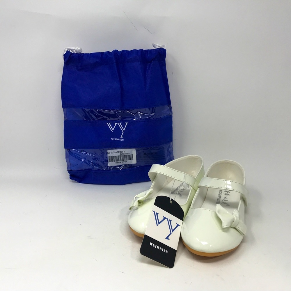 WUIWUIYU Casual Mary Janes Ballet Flats, Girl's Size 13(B)32 - White